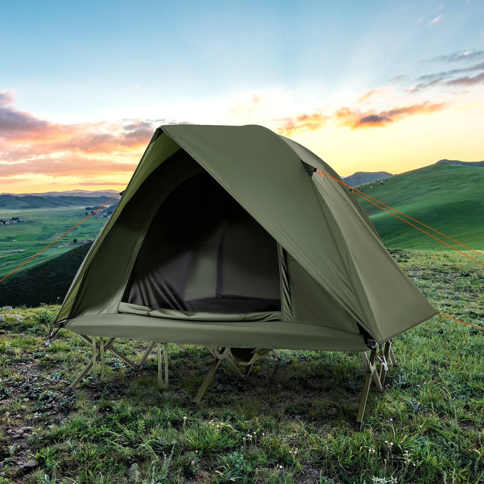 2-Person Camping Cot Tent Foldable Off-Ground