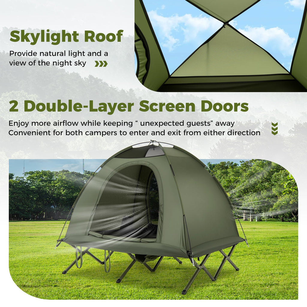 2-Person Camping Cot Tent Foldable Off-Ground
