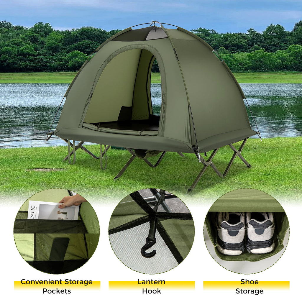 2-Person Camping Cot Tent Foldable Off-Ground