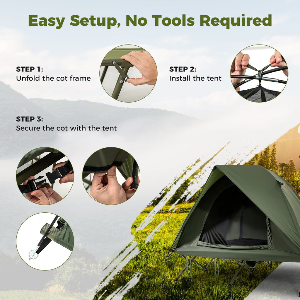 2-Person Camping Cot Tent Foldable Off-Ground