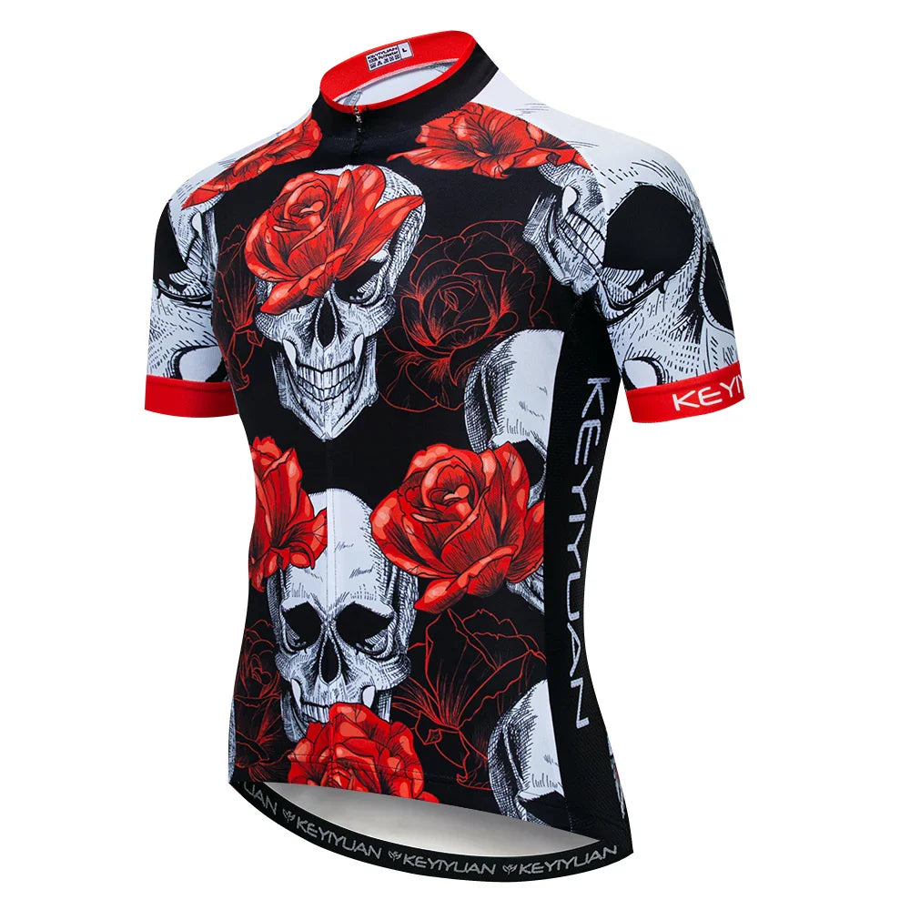 KEYIYUAN New Skull Series Men Bike Jersey Short Sleeve