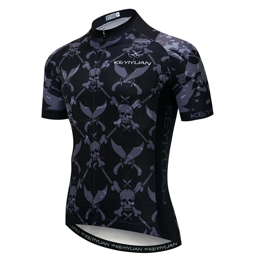 KEYIYUAN New Skull Series Men Bike Jersey Short Sleeve