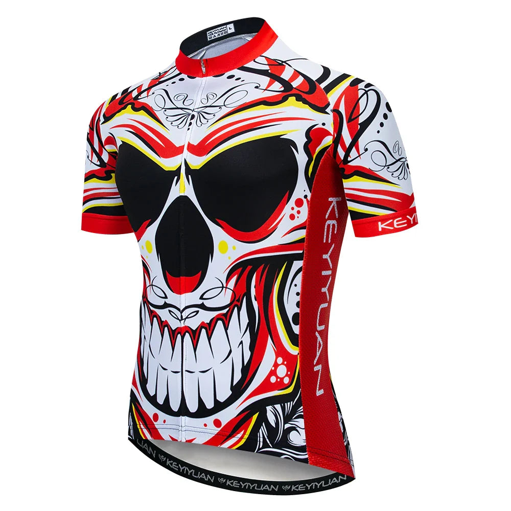 KEYIYUAN New Skull Series Men Bike Jersey Short Sleeve