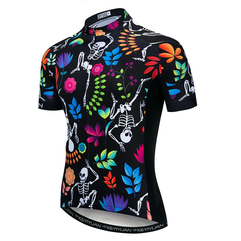 KEYIYUAN New Skull Series Men Bike Jersey Short Sleeve