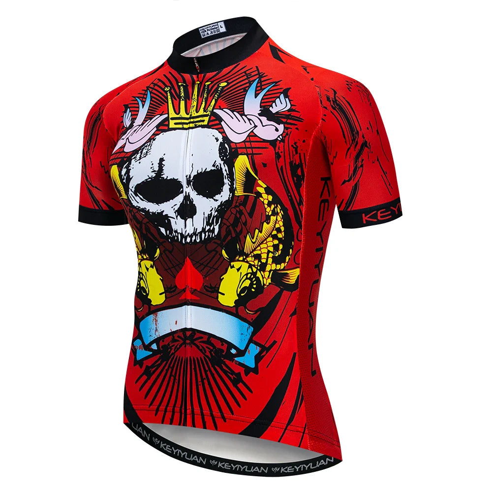 KEYIYUAN New Skull Series Men Bike Jersey Short Sleeve