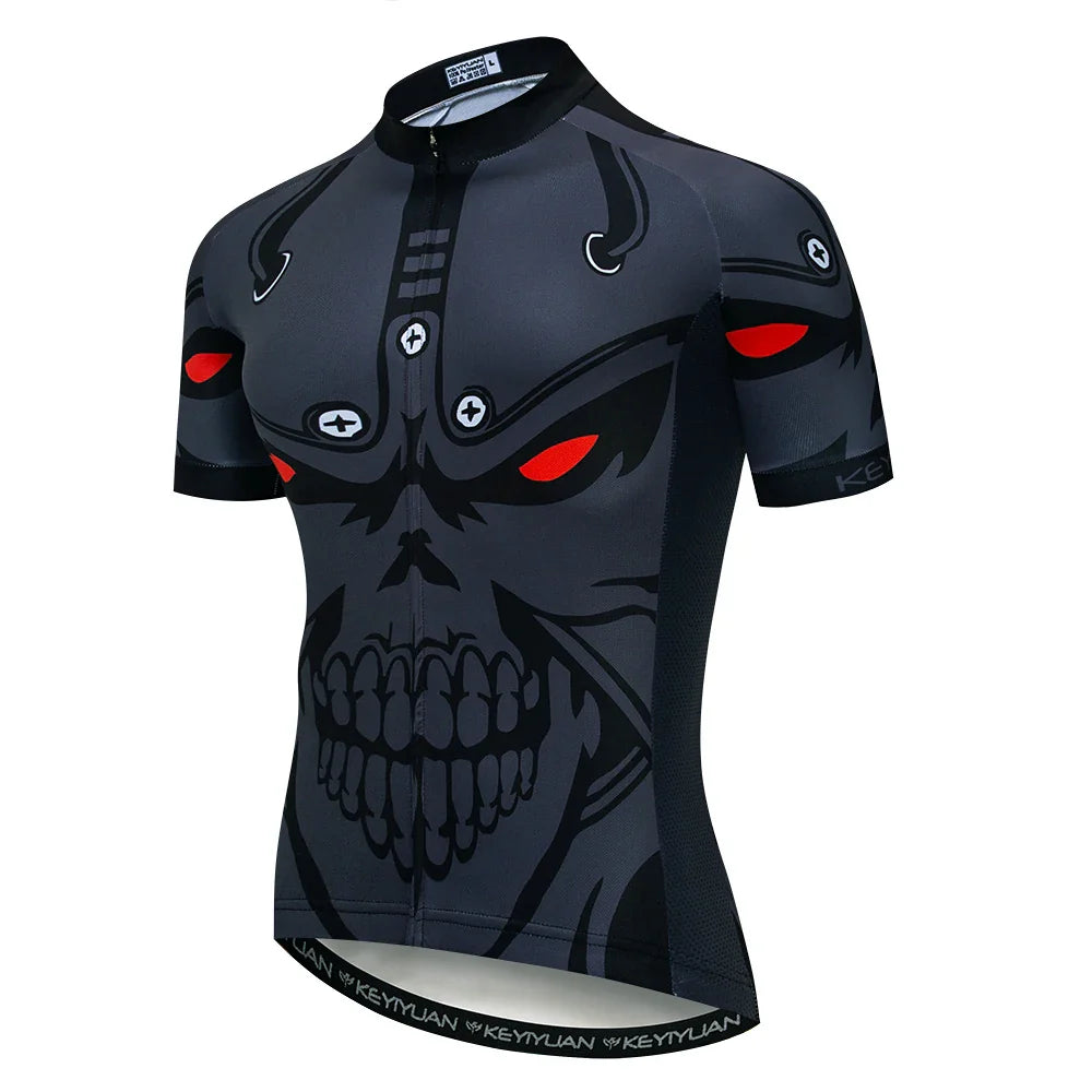 KEYIYUAN New Skull Series Men Bike Jersey Short Sleeve