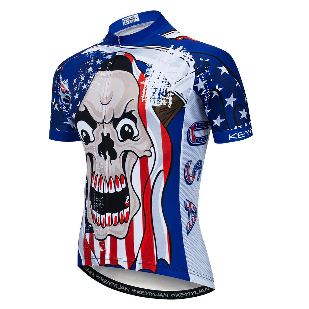 KEYIYUAN New Skull Series Men Bike Jersey Short Sleeve
