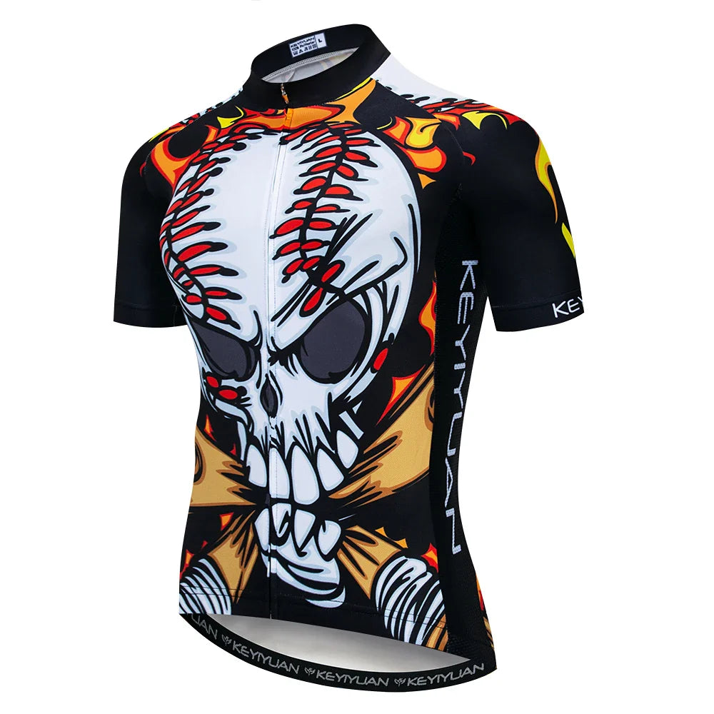 KEYIYUAN New Skull Series Men Bike Jersey Short Sleeve
