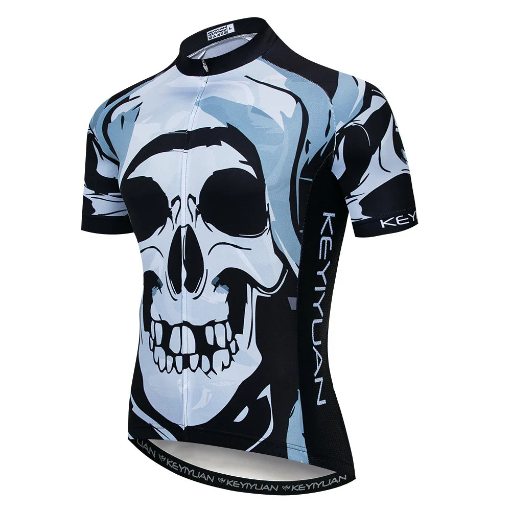KEYIYUAN New Skull Series Men Bike Jersey Short Sleeve