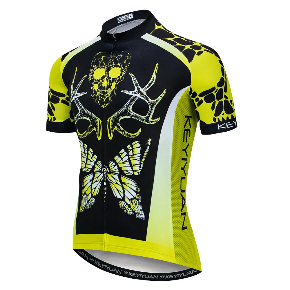 KEYIYUAN New Skull Series Men Bike Jersey Short Sleeve