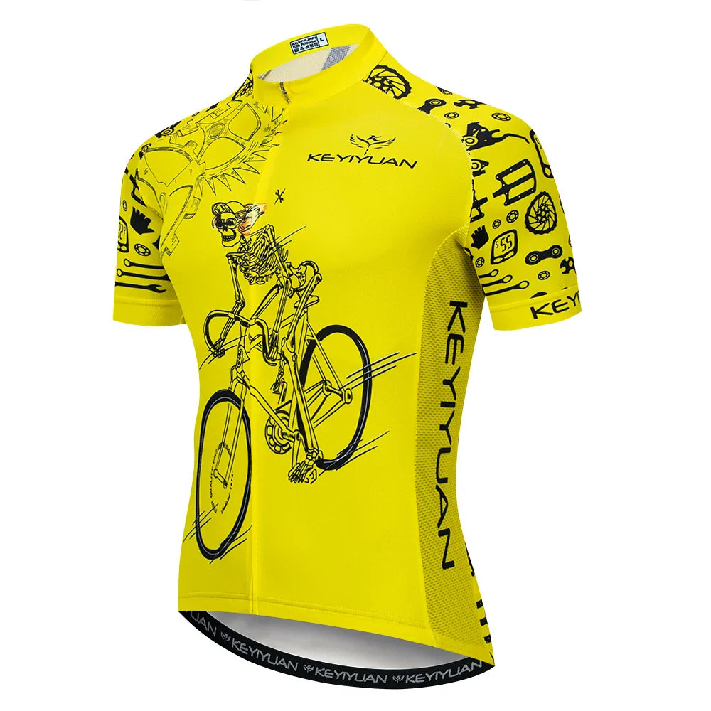KEYIYUAN New Skull Series Men Bike Jersey Short Sleeve