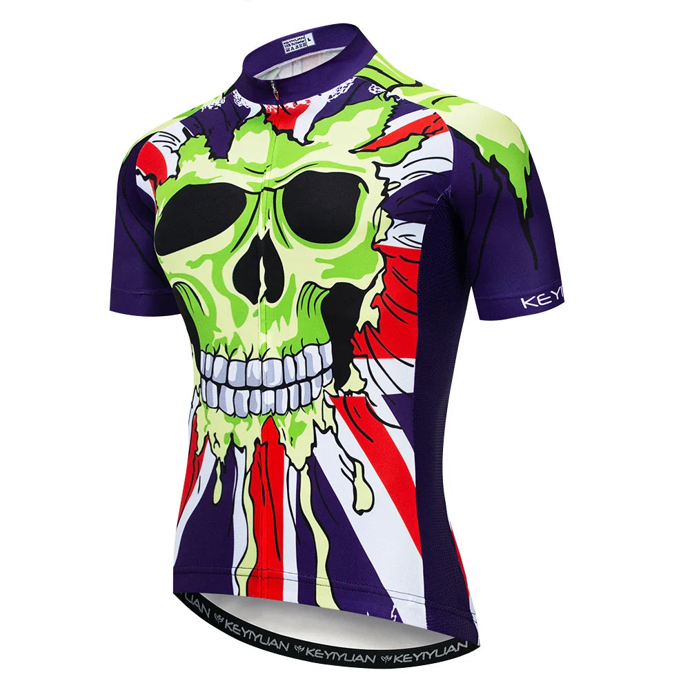 KEYIYUAN New Skull Series Men Bike Jersey Short Sleeve