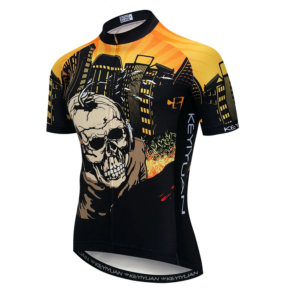 KEYIYUAN New Skull Series Men Bike Jersey Short Sleeve