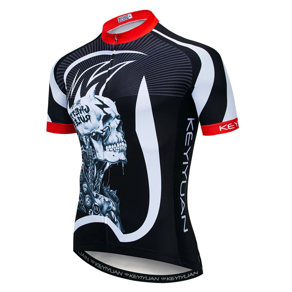 KEYIYUAN New Skull Series Men Bike Jersey Short Sleeve