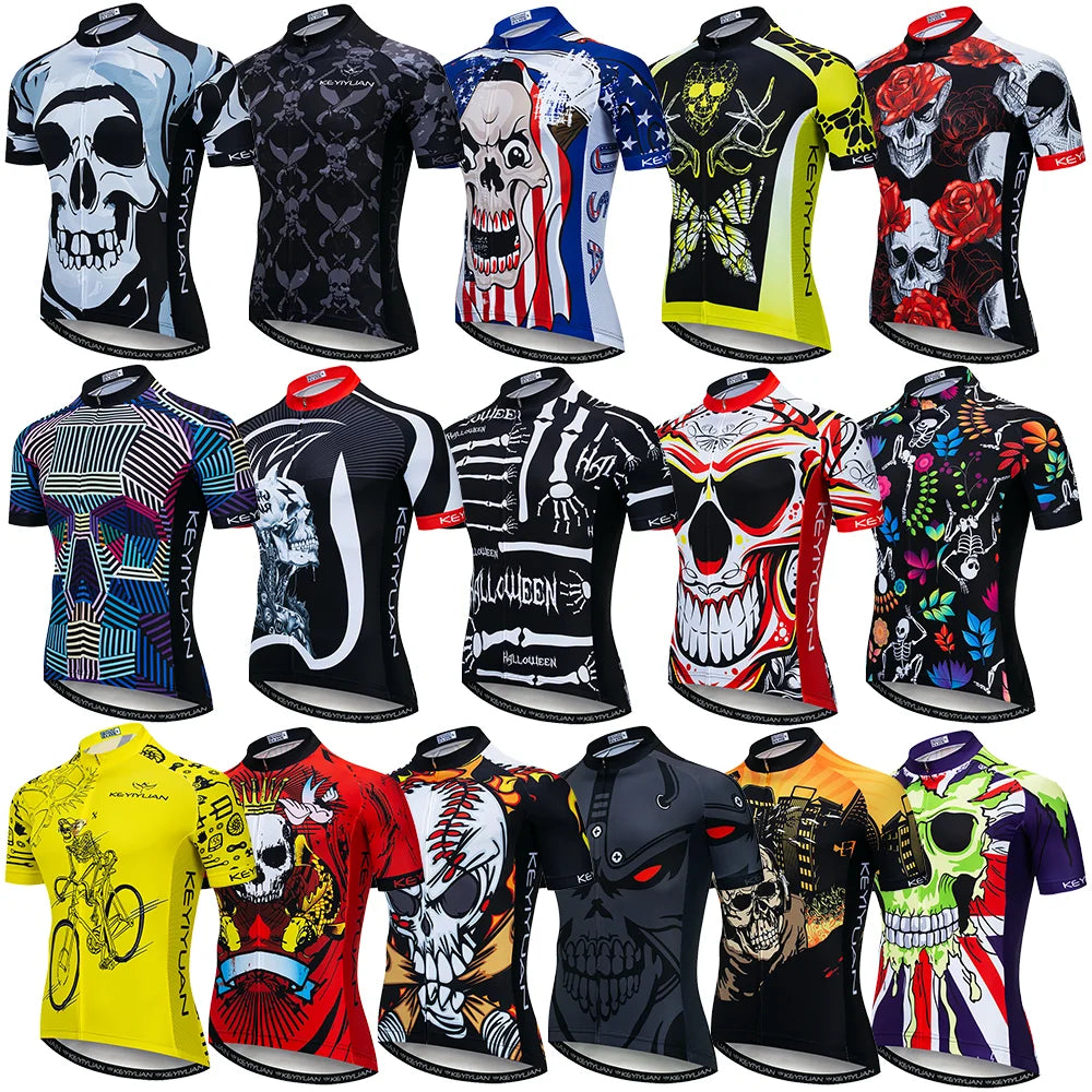 KEYIYUAN New Skull Series Men Bike Jersey Short Sleeve