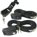 KEYED Locking Tie Down Straps w/ Interwoven Braided Steel Cables-
