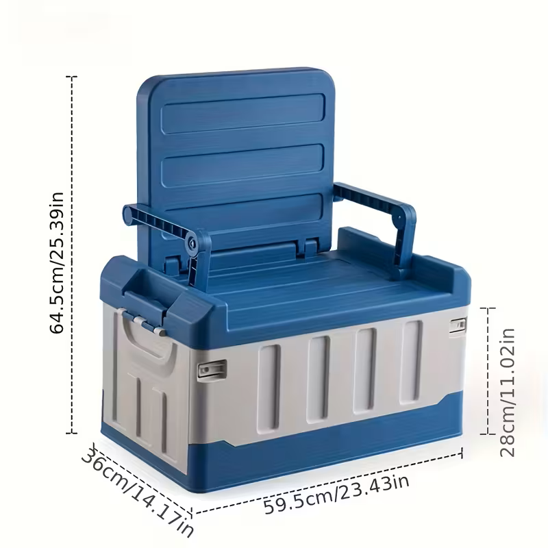 Foldable Camping Stool with Backrest & Storage Bag