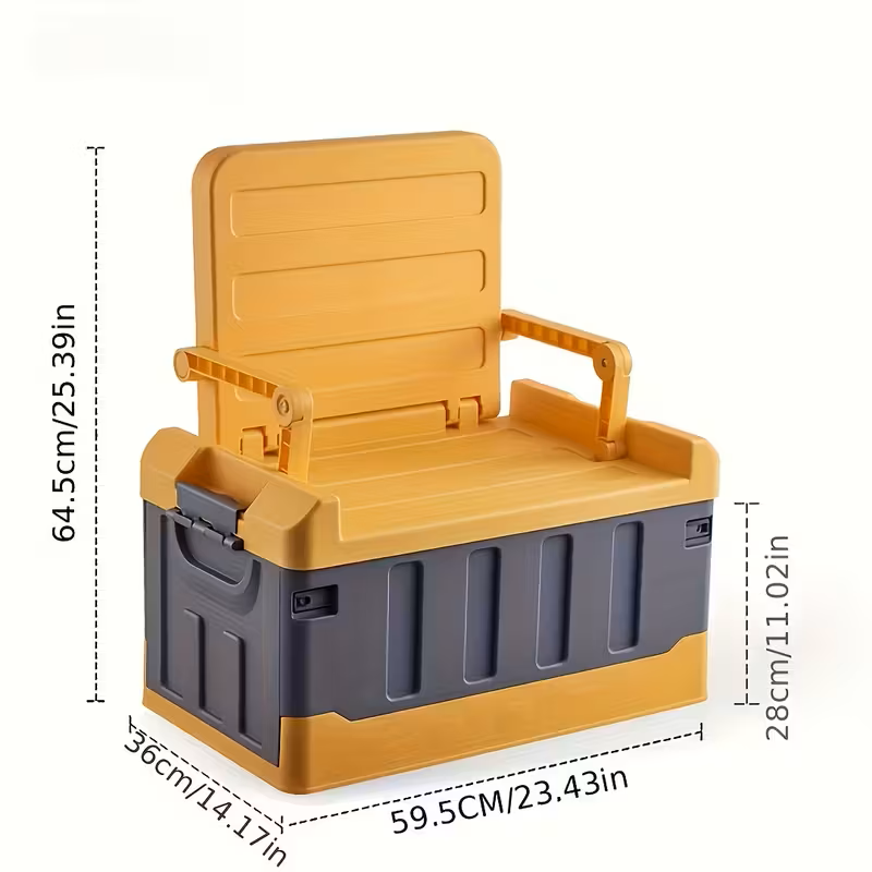 Foldable Camping Stool with Backrest & Storage Bag