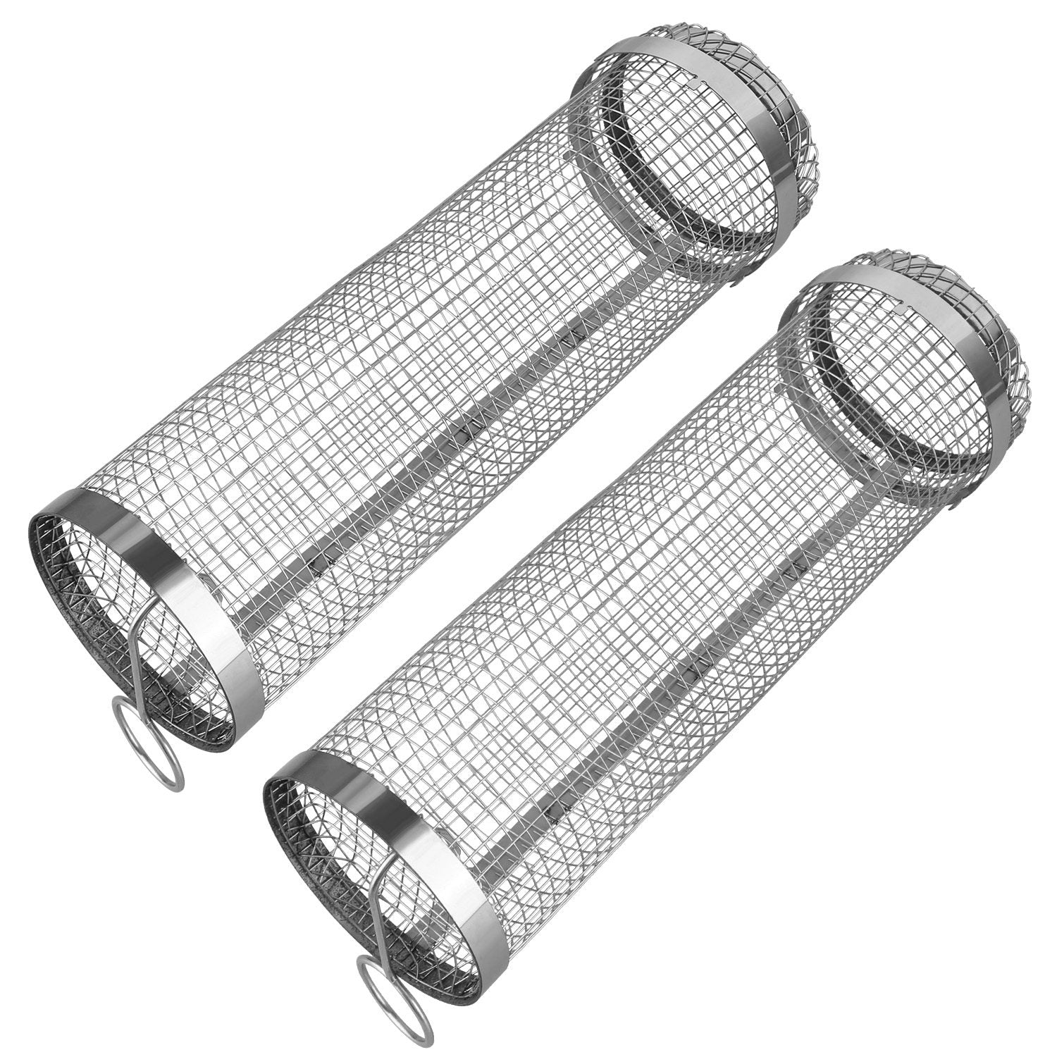 2Pcs 3.42x11.61Inch Portable BBQ Rolling Basket