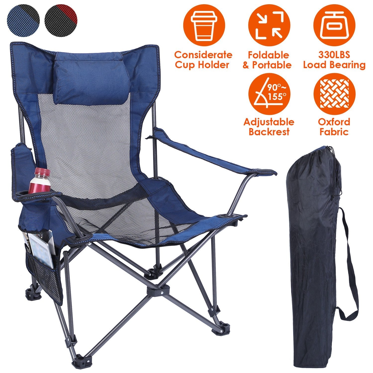 Foldable Camping Chair 330LBS Load