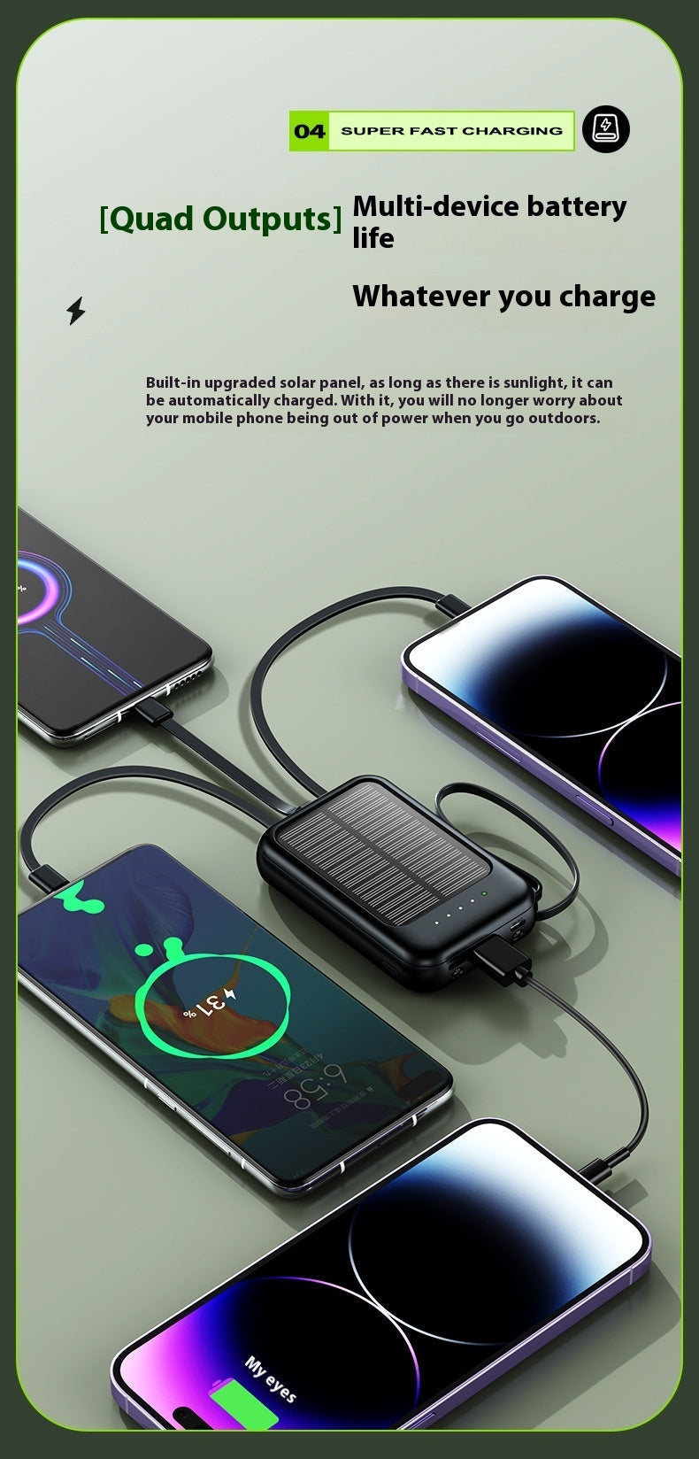 Solar Charging Unit With Cable