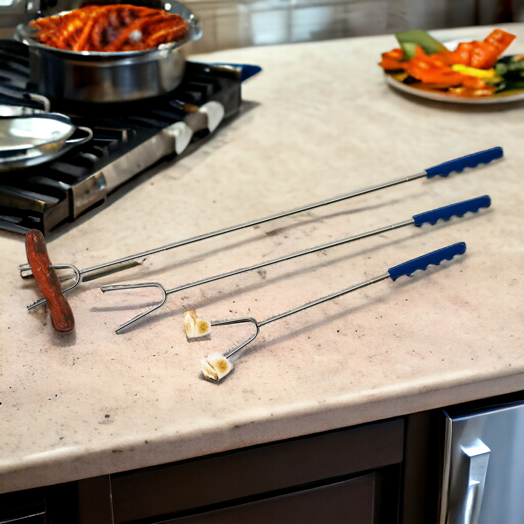 Extendable Roasting Stick Telescopic Campfire Skewer Up To 35in