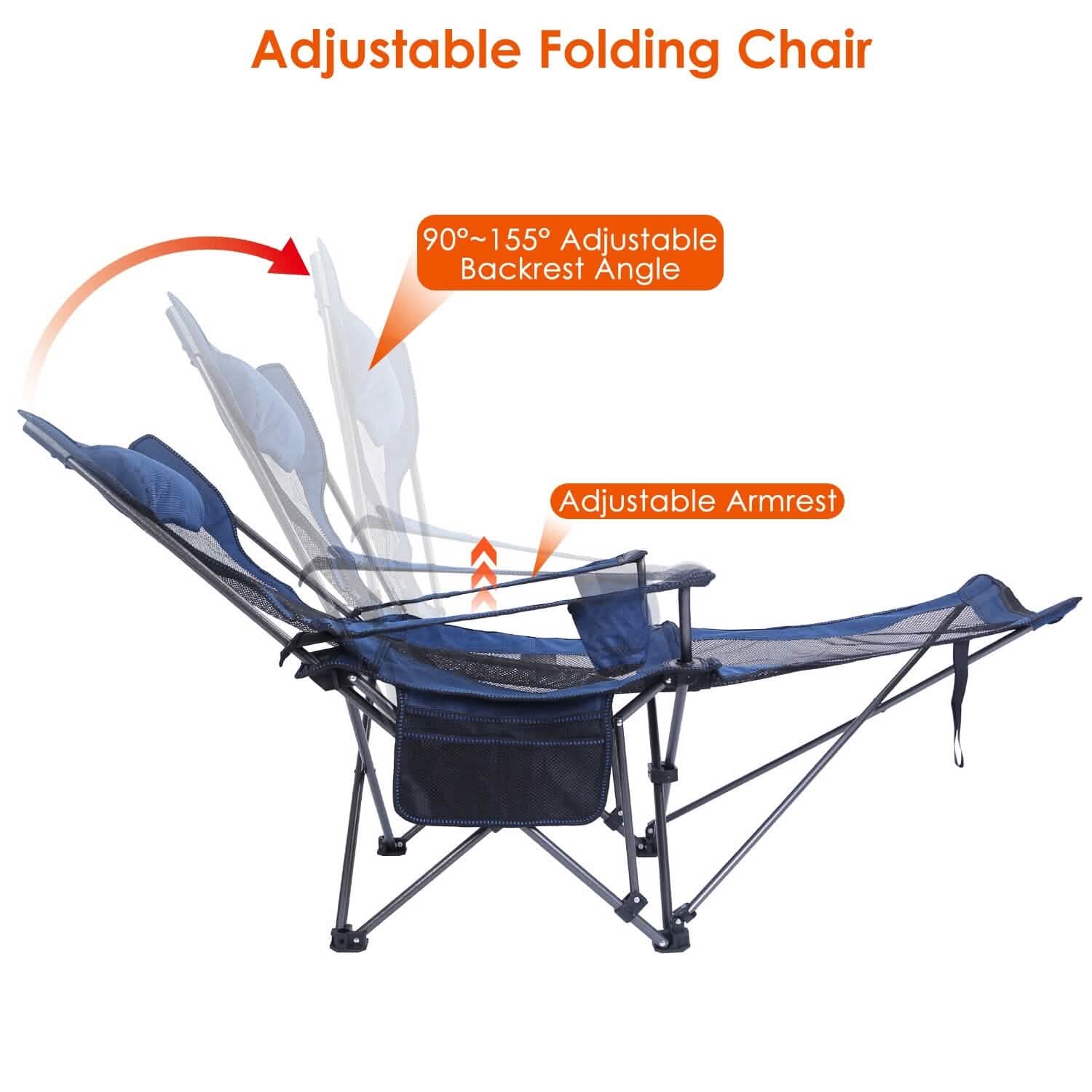 Foldable Camping Chair Heavy Duty Steel Lawn Chair