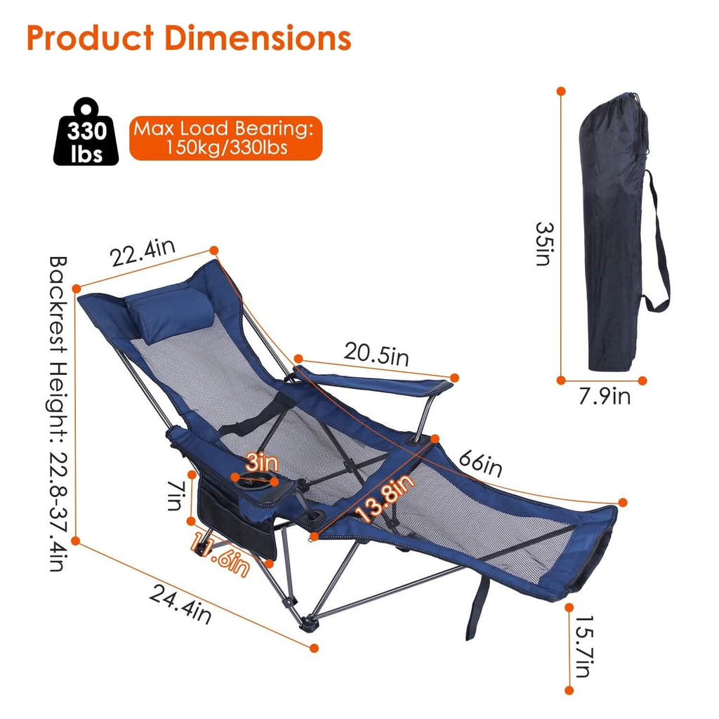 Foldable Camping Chair Heavy Duty Steel Lawn Chair