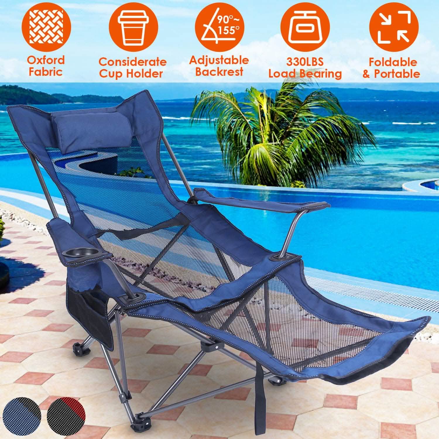 Foldable Camping Chair Heavy Duty Steel Lawn Chair