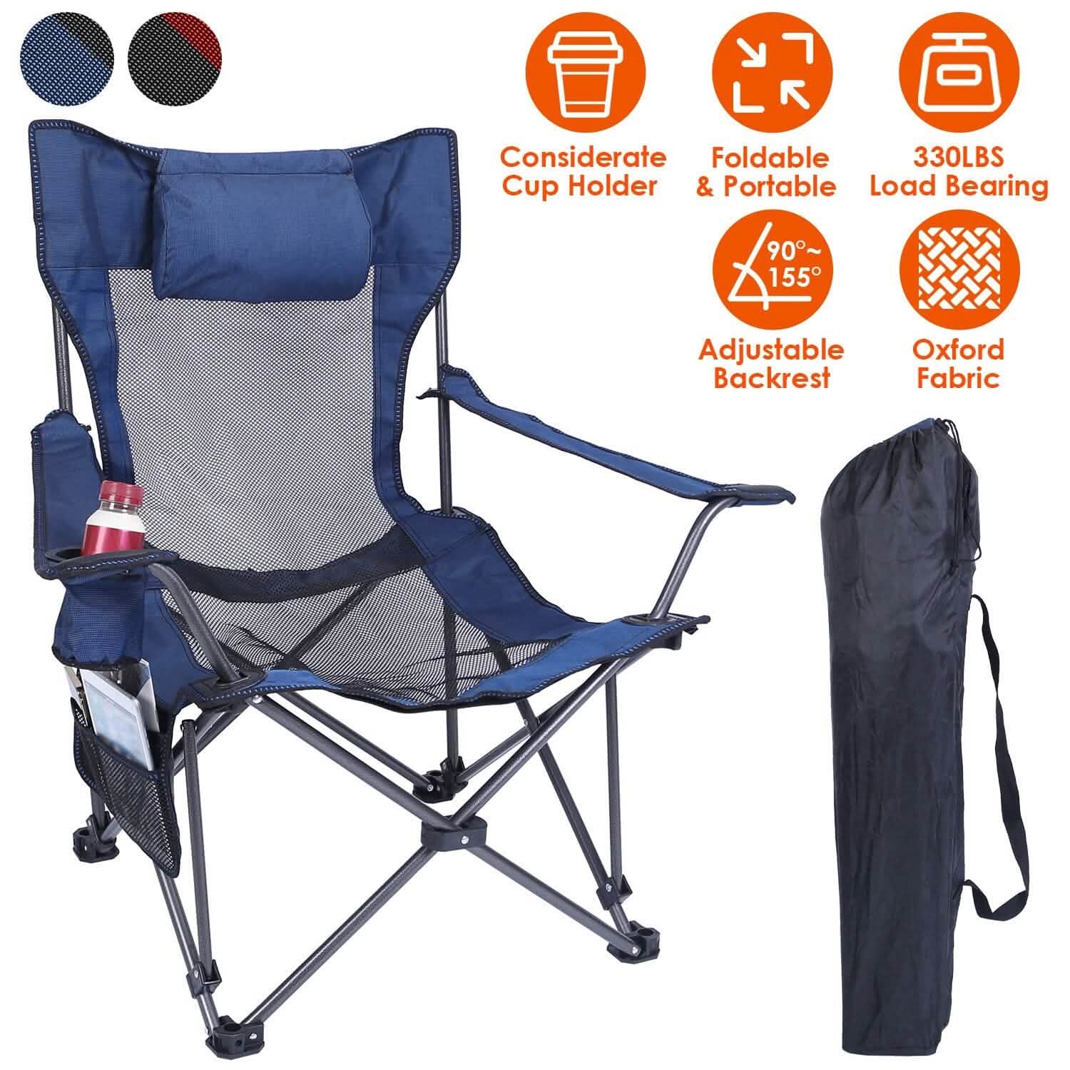 Foldable Camping Chair Heavy Duty Steel Lawn Chair
