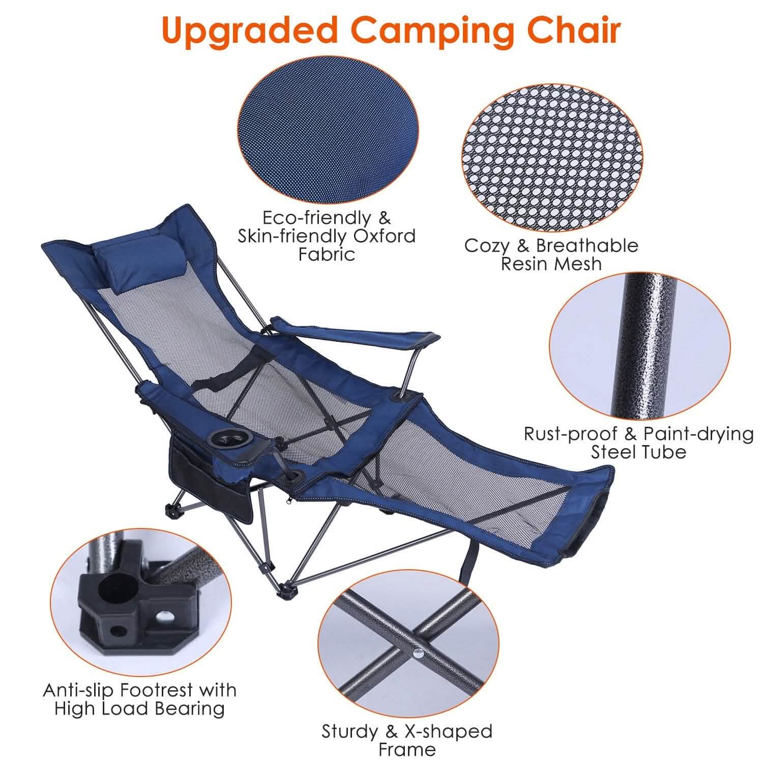 Foldable Camping Chair Heavy Duty Steel Lawn Chair