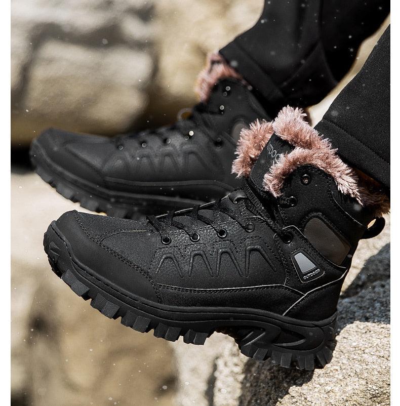 Men Winter Snow Boots Waterproof Leather