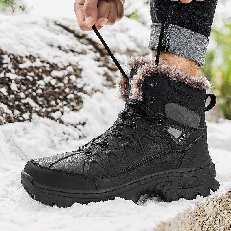 Men Winter Snow Boots Waterproof Leather