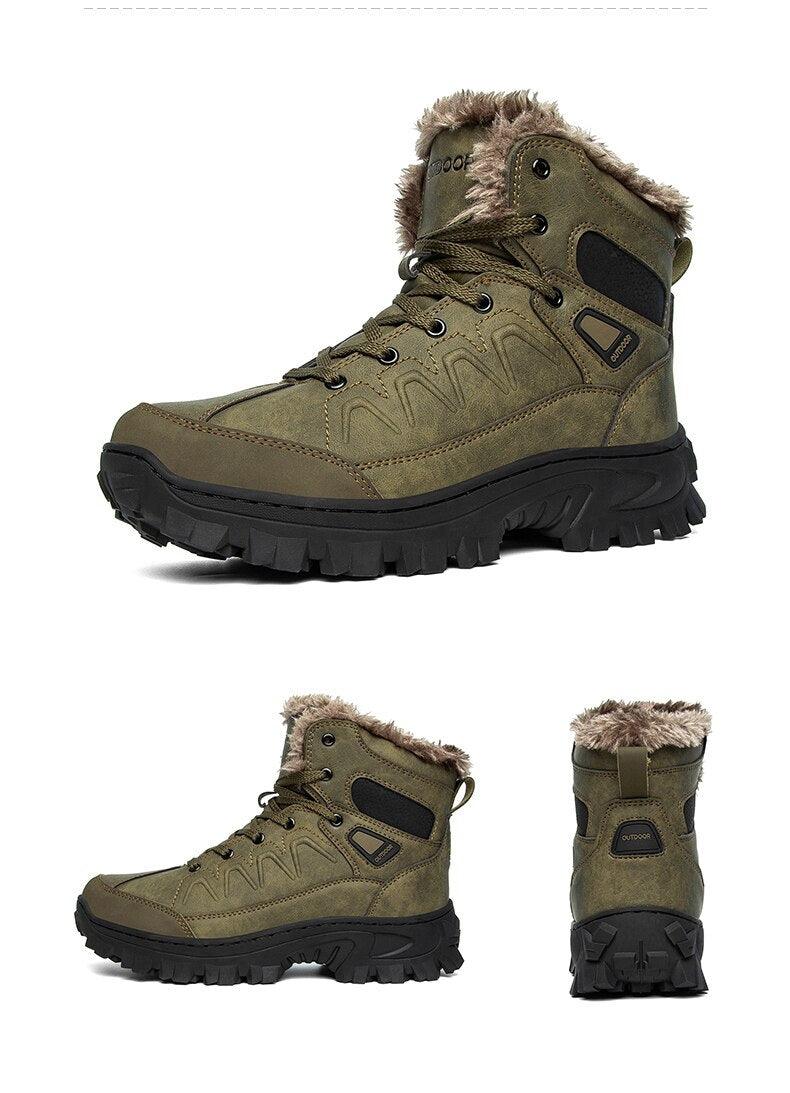 Men Winter Snow Boots Waterproof Leather