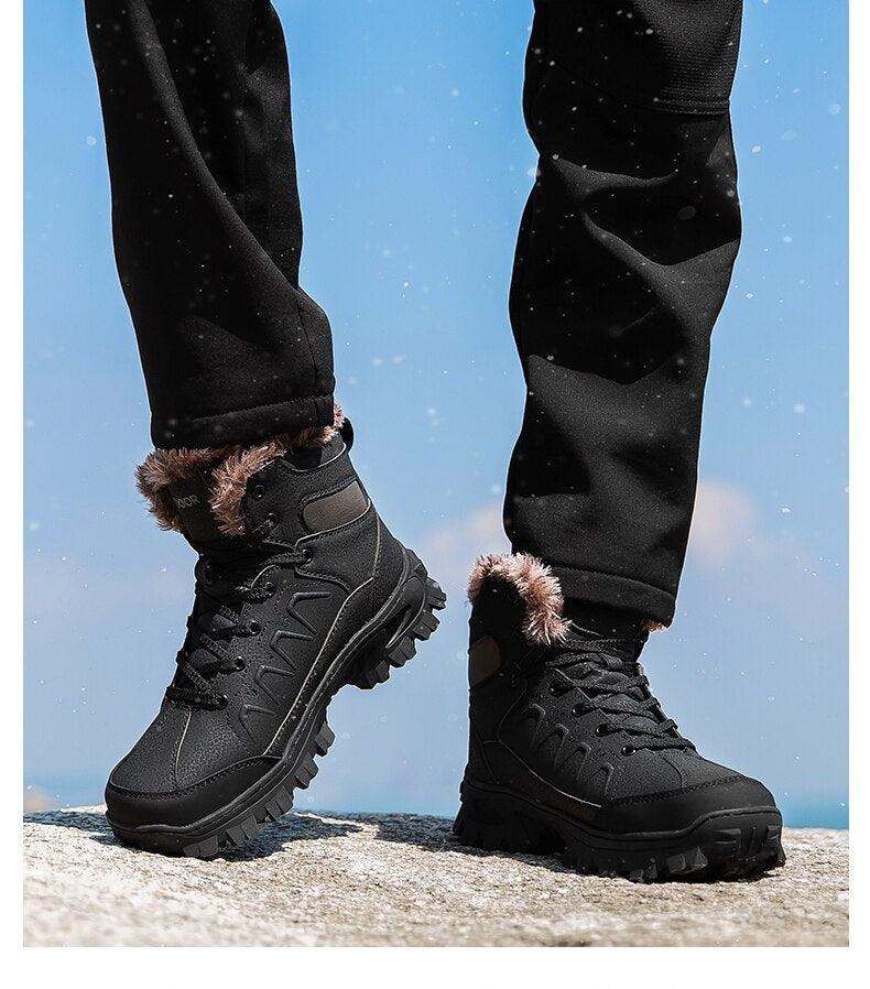 Men Winter Snow Boots Waterproof Leather