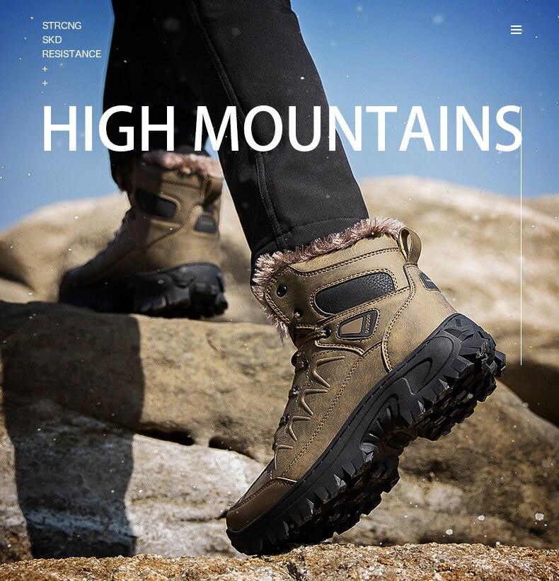 Men Winter Snow Boots Waterproof Leather