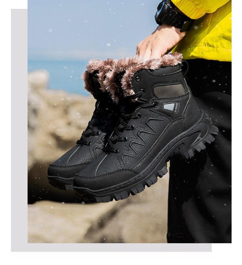 Men Winter Snow Boots Waterproof Leather