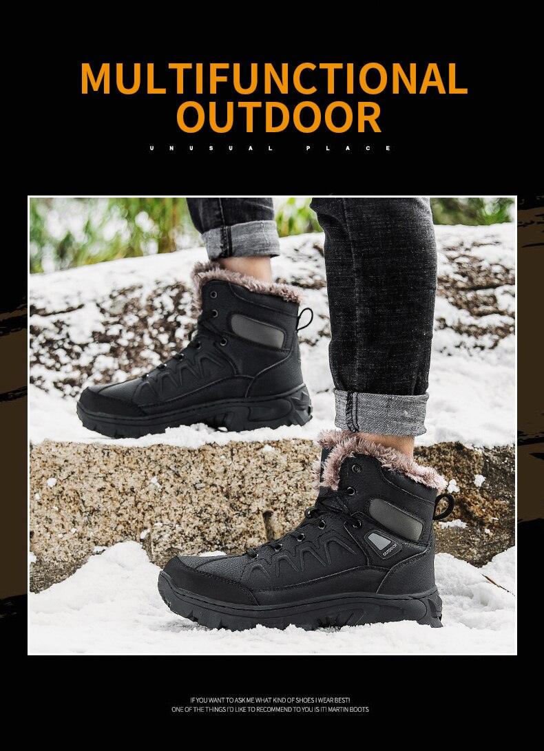 Men Winter Snow Boots Waterproof Leather