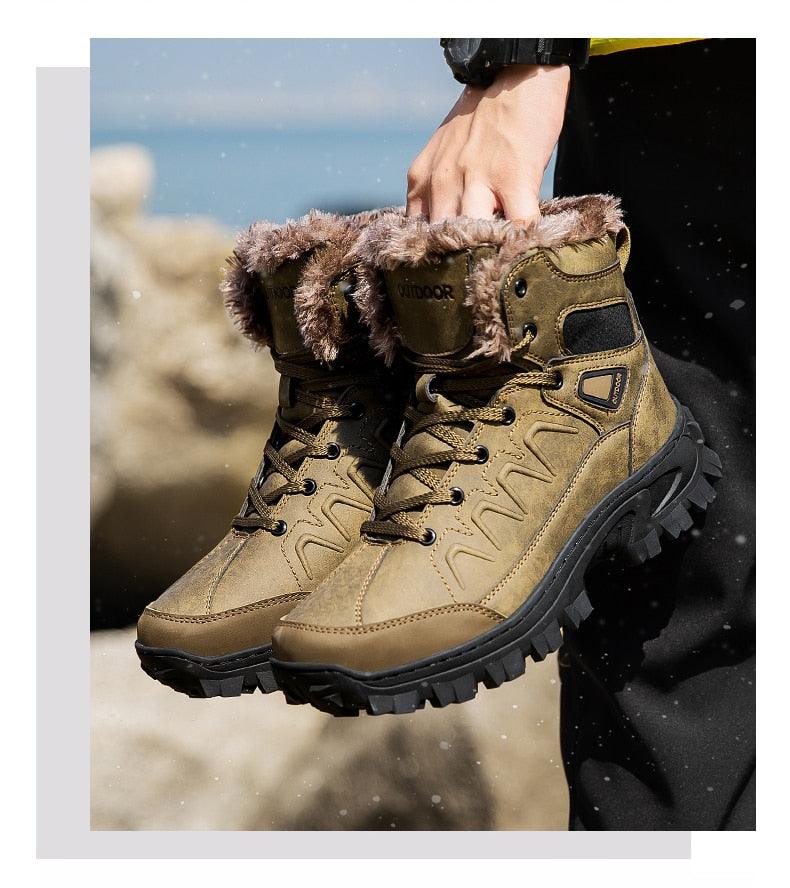 Men Winter Snow Boots Waterproof Leather