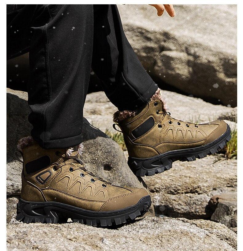 Men Winter Snow Boots Waterproof Leather