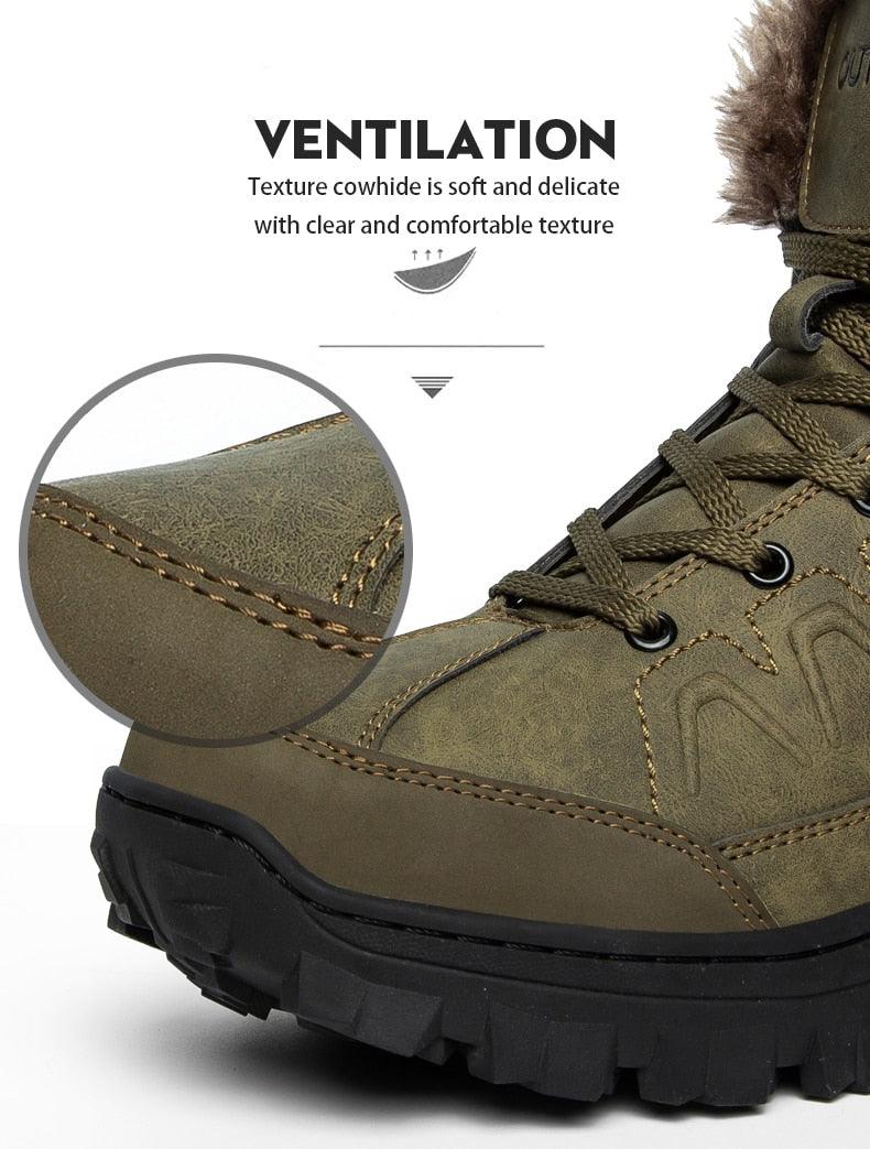 Men Winter Snow Boots Waterproof Leather