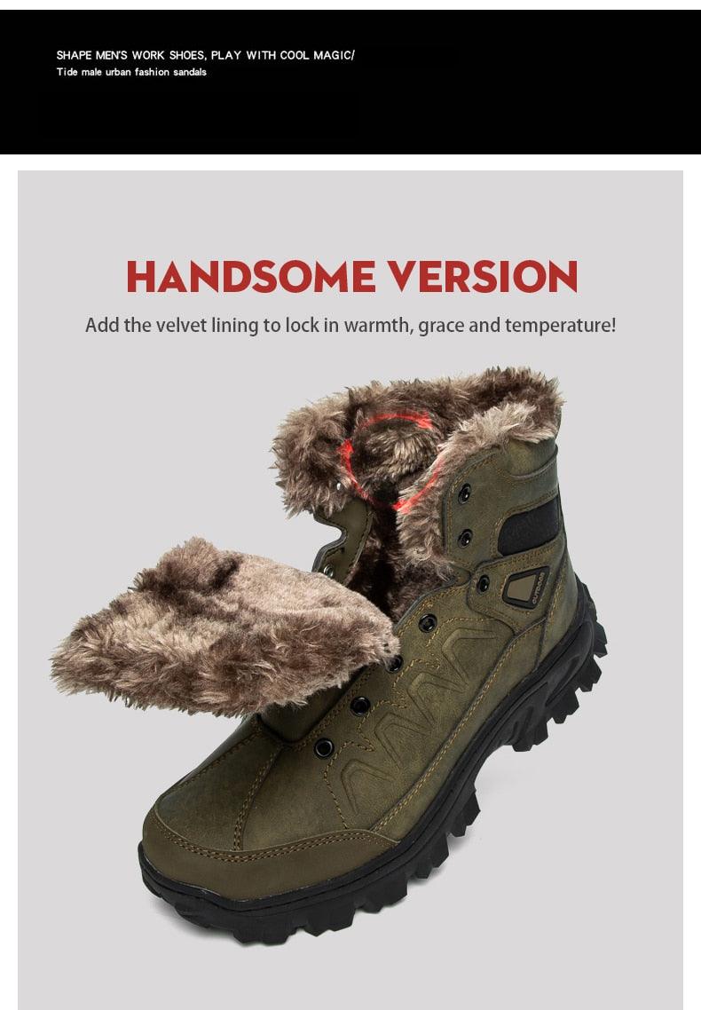 Men Winter Snow Boots Waterproof Leather