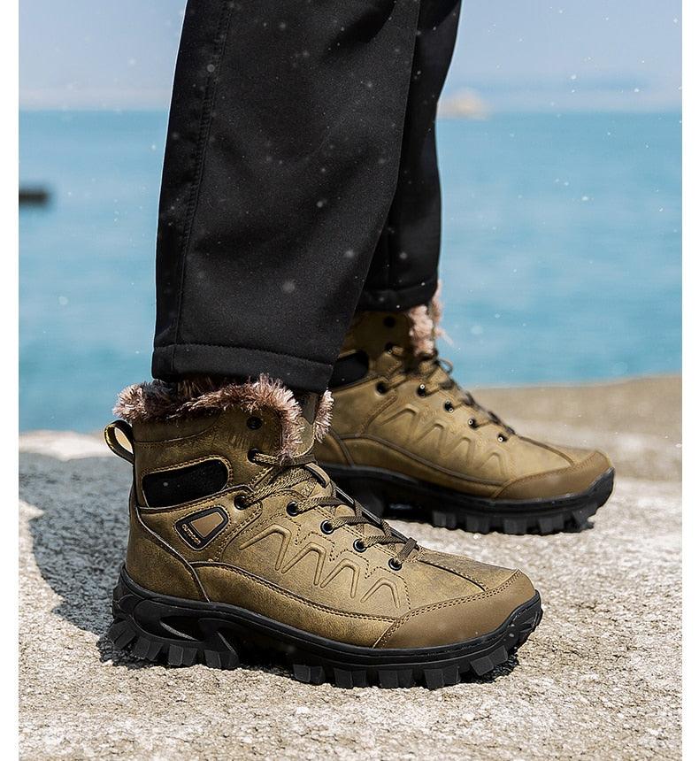 Men Winter Snow Boots Waterproof Leather