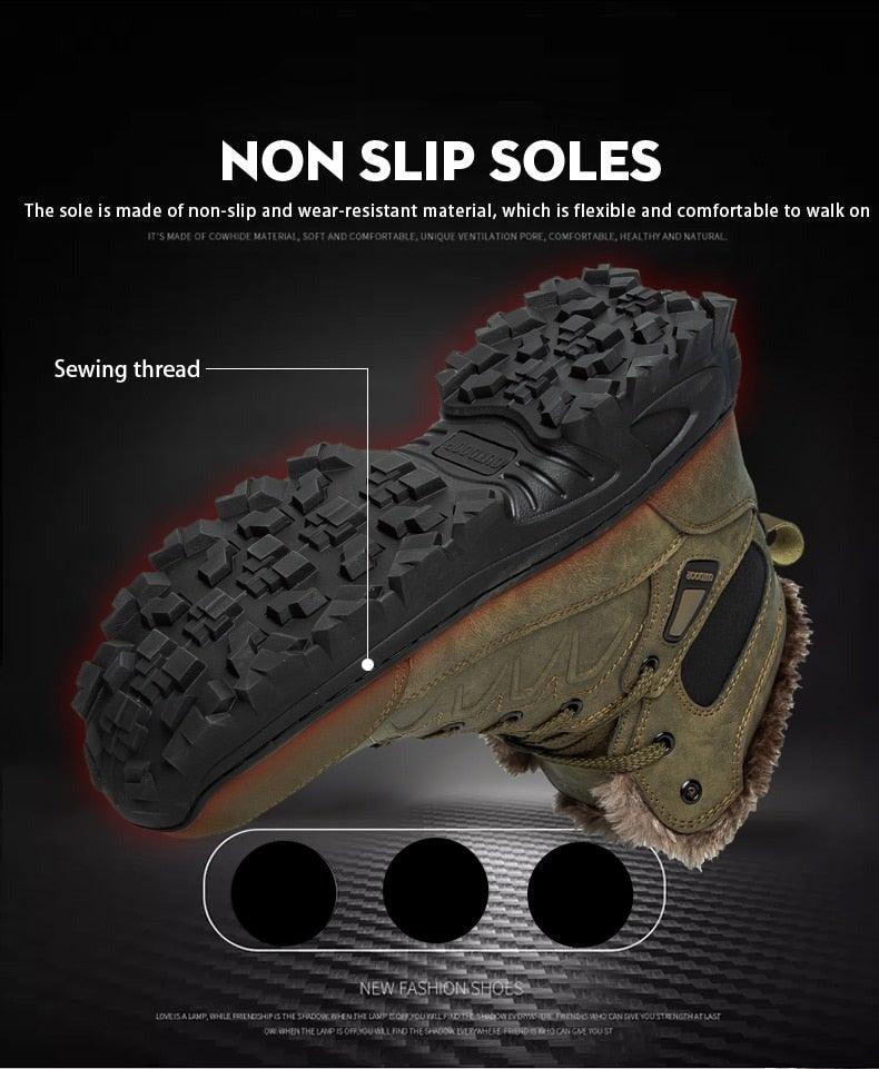 Men Winter Snow Boots Waterproof Leather