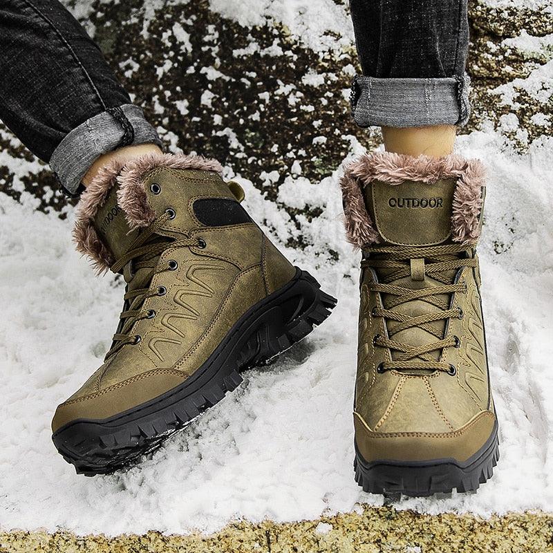 Men Winter Snow Boots Waterproof Leather