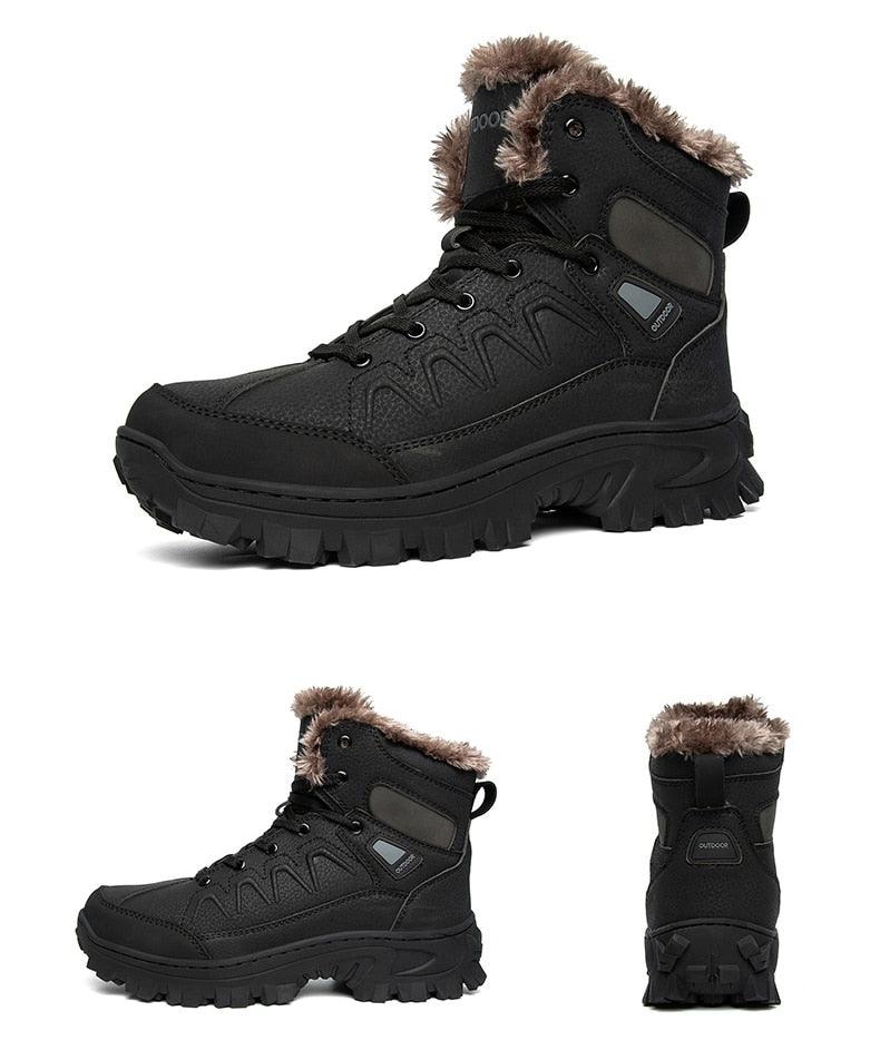 Men Winter Snow Boots Waterproof Leather