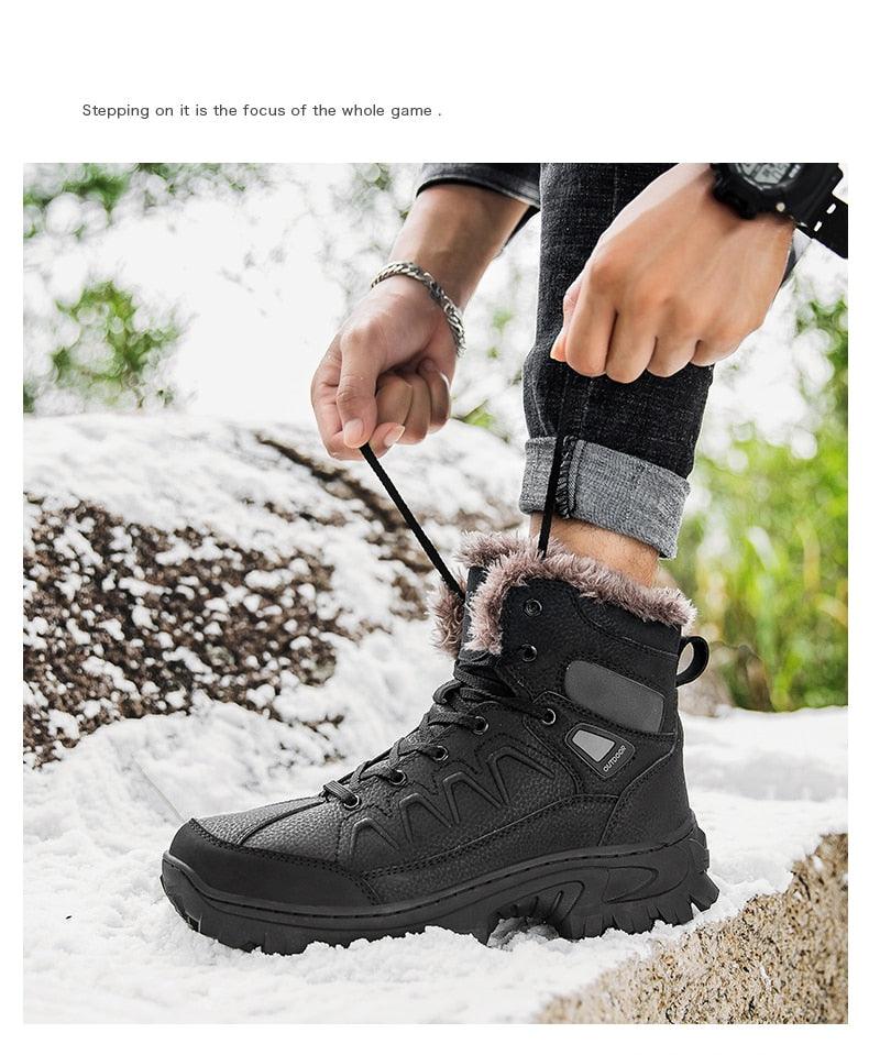 Men Winter Snow Boots Waterproof Leather