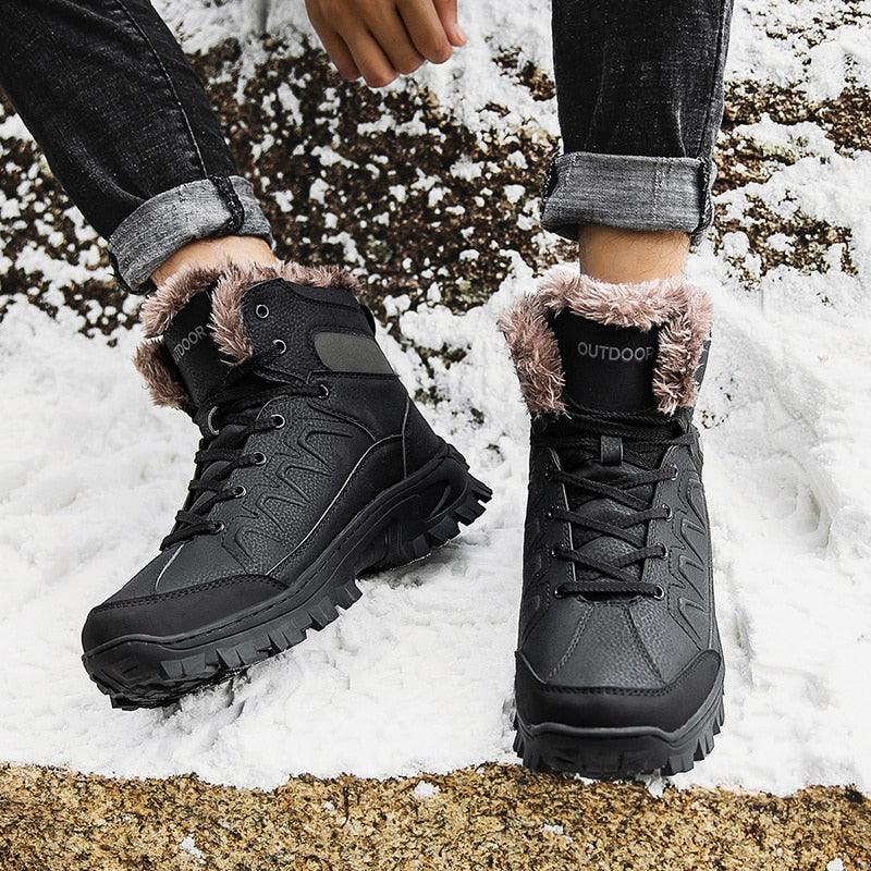 Men Winter Snow Boots Waterproof Leather