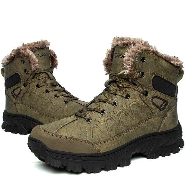 Men Winter Snow Boots Waterproof Leather