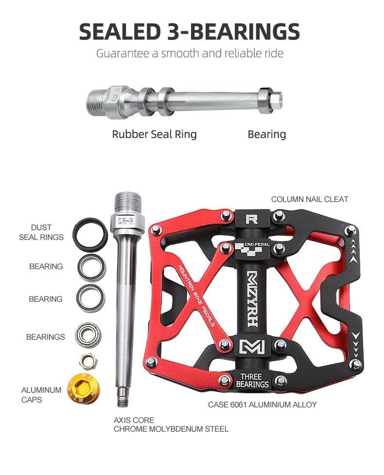 Mountain Bicycle Pedals Cycling Ultralight Aluminum Alloy 3 Bearings